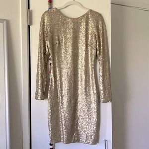 Gold Sequin ‘Dress the Population’ Cocktail Dress